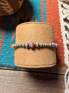 Handcrafted Pink Dream Mojave & Sterling Silver Pearl Beaded Bracelet