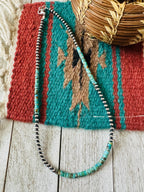 Handcrafted Turquoise & Sterling Silver Pearl Beaded Necklace