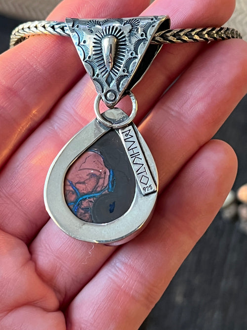 Handcrafted Artisan Sterling Silver & Boulder Opal Pendant by Mahkato Silver