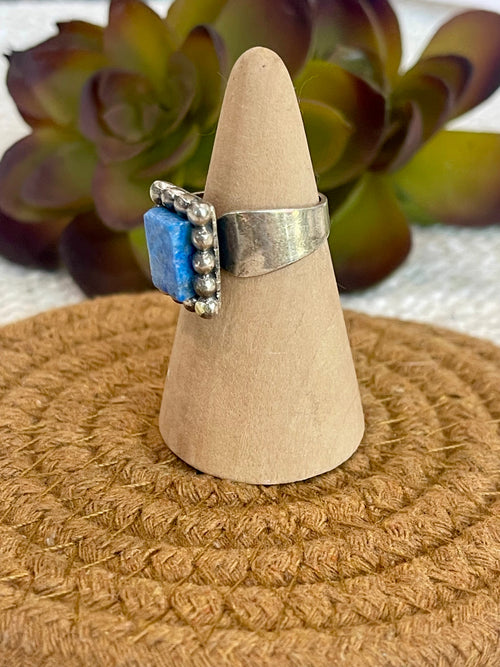 Old Pawn Vintage Sterling Silver & Trolleite Quartz Adjustable Ring