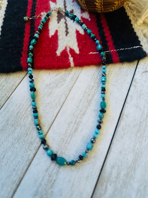 Handcrafted Multi Stone & Sterling Silver 16” Beaded Necklace