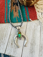 Navajo Sterling Silver & Sonoran Gold Turquoise Beaded Naja Necklace