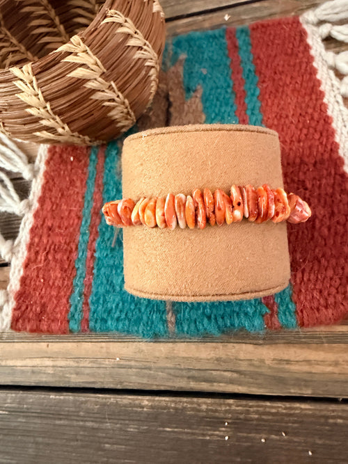 Handcrafted Orange Spiny Oyster Beaded Bracelet