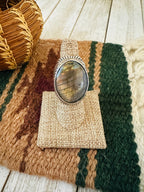 Handcrafted Old Pawn Sterling Silver & Labradorite Men’s Ring Size 7.5