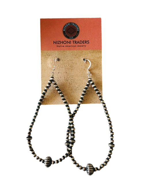 Handcrafted Sterling Silver Pearl Beaded Hoop Earrings