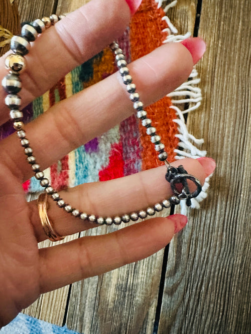 Handcrafted Gold Plated Sterling & Sterling Silver Pearl Beaded Bracelet
