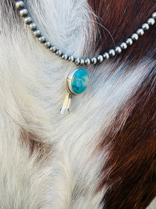 Handcrafted Turquoise & Sterling Silver Beaded Blossom Necklace