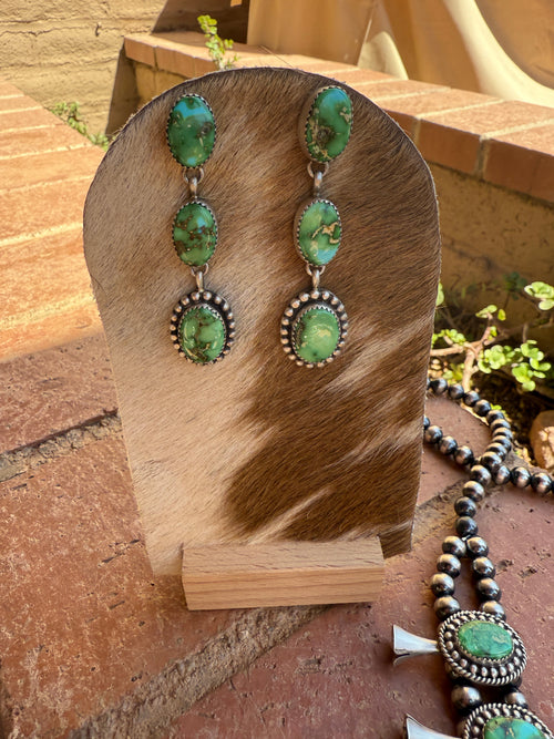 Navajo Sterling Silver & Sonoran Mountain Turquoise Necklace Set By Charles Johnson