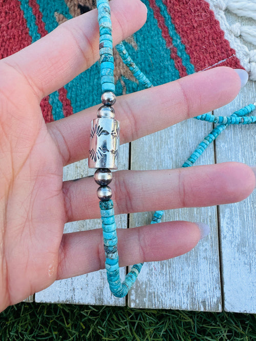 Handcrafted Turquoise & Sterling Silver Beaded Necklace