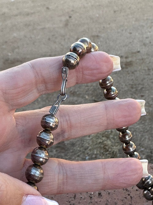 Estate Collection Old Pawn Turquoise & Sterling Silver Squash Blossom Necklace