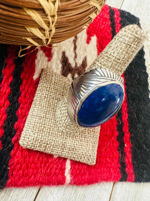 Old Pawn Navajo Sterling Silver & Lapis Men’s Ring Size 9