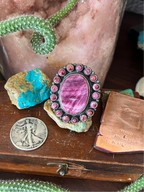 Old Pawn Navajo Sterling Silver and Purple Spiny Oyster Cluster Ring by Anthony Skeets, Size 10