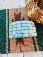 Handcrafted Old Pawn Sterling Silver & Turquoise Inlay Cuff Bracelet