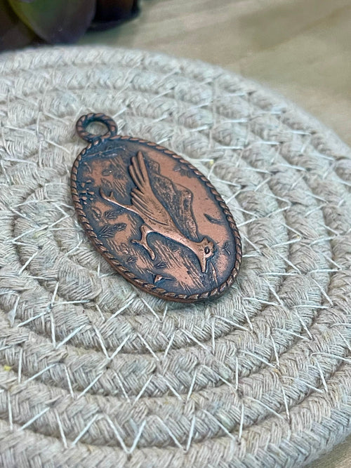 Vintage Handmade Copper Roadrunner Pendant