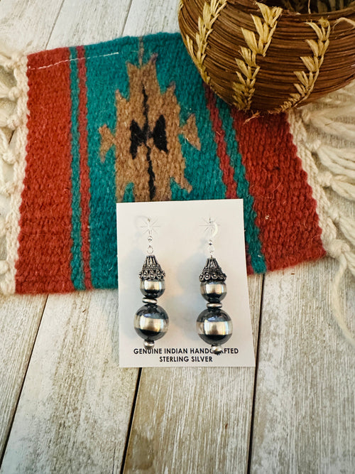 Handcrafted Sterling Silver Pearl Beaded Dangle Earrings