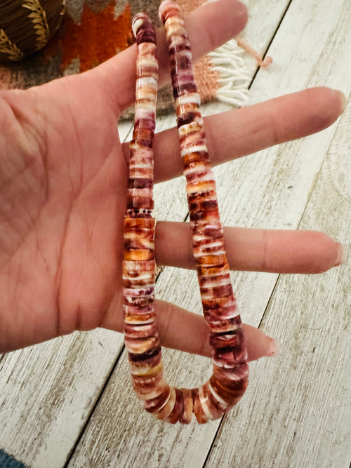 Navajo Orange Spiny Oyster 18” Beaded Necklace