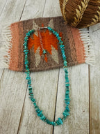 Handcrafted Turquoise & Sterling Silver 16” Beaded Necklace