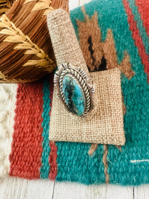 Old Pawn Navajo Sterling Silver & Turquoise Ring Size 10