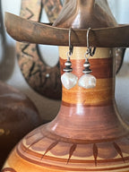 Navajo Made Summer Lovin’ Sterling Silver and Freshwater Pearl Bead Drop Earrings, Leverback