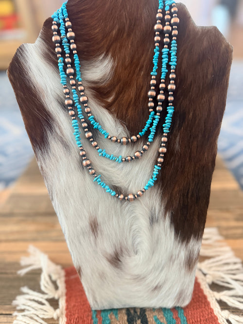 Handcrafted Turquoise & Copper Beaded Necklace