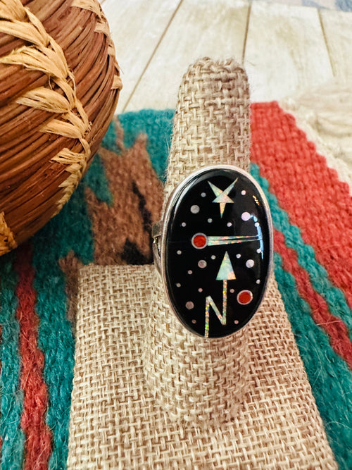 Handcrafted Multi Stone & Sterling Silver Inlay Starry Night Ring by Matthew Jack