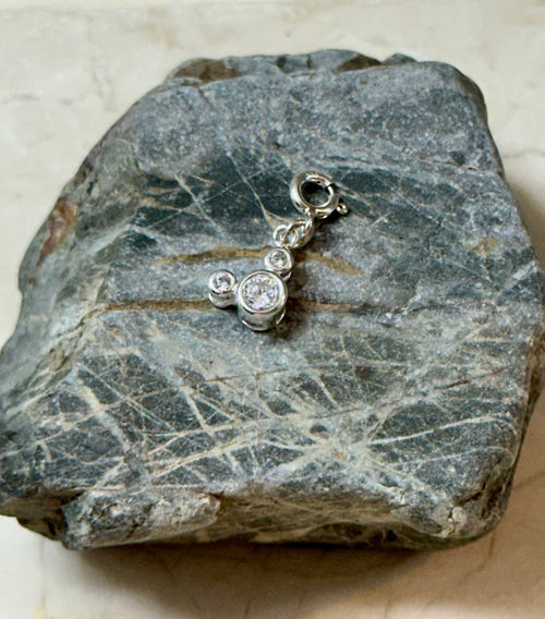 Sterling Silver Mouse Ears CZ Charm