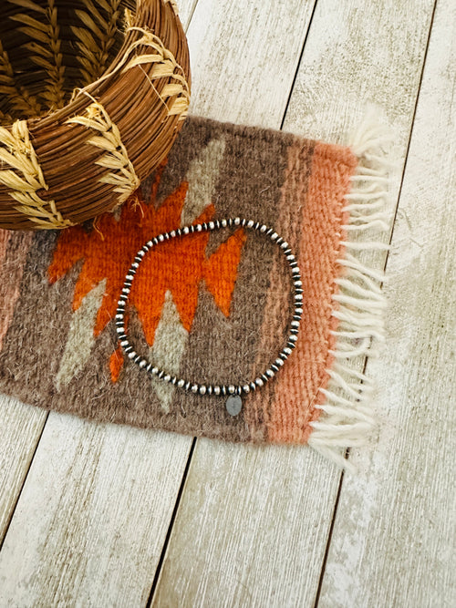 Handcrafted Sterling Silver Pearl Beaded Stretch Bracelet