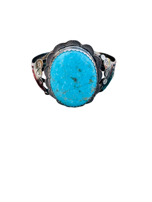 Old Pawn Navajo Sterling Silver & Turquoise Cuff Bracelet