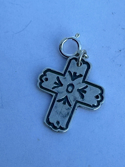 Handcrafted Sterling Silver Hand Stamped Cross Charm