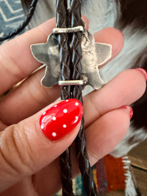 Handcrafted Vintage Old Pawn Sterling Silver & Multi Stone Inlay Thunderbird Bolo Tie