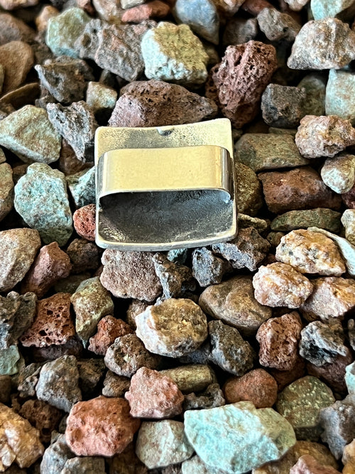 Sterling Concho Slide with Turquoise: Four Directions