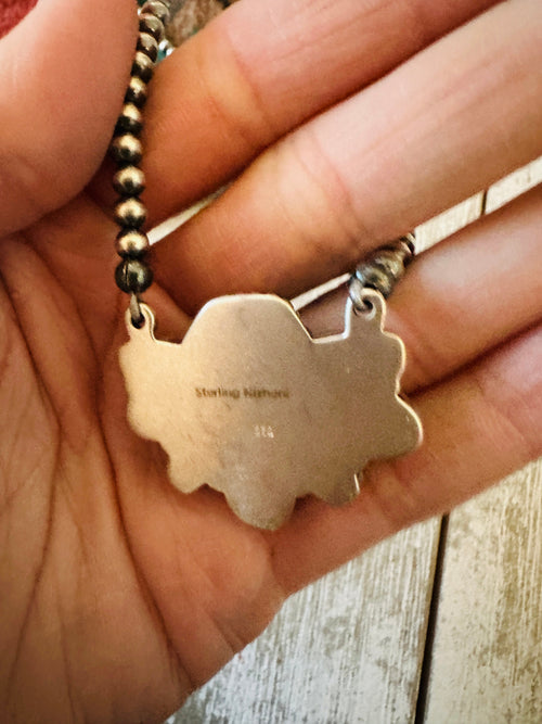 ** Christmas Collection ** Handmade Sterling Silver, Turquoise & Coral Necklace Signed Nizhoni