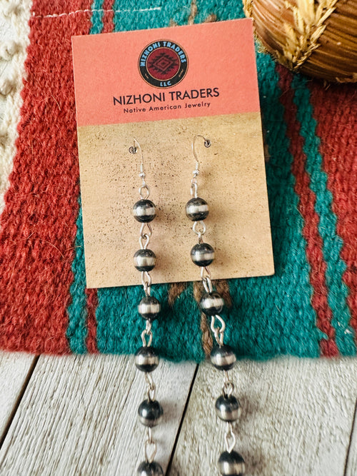 Handcrafted Sterling Silver Pearl Dangle Earrings 6”