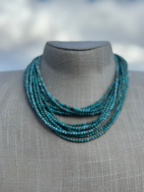 Handcrafted Tibetan Turquoise & Sterling Silver 3mm Beaded Necklace
