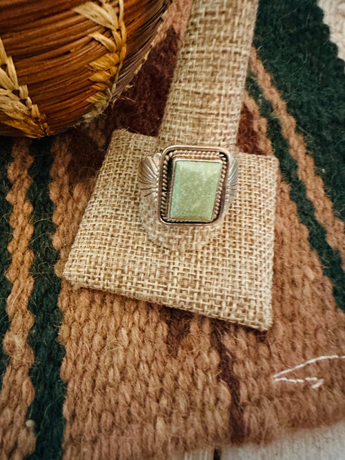 Old Pawn Handcrafted Turquoise & Sterling Silver Ring Size 12.5