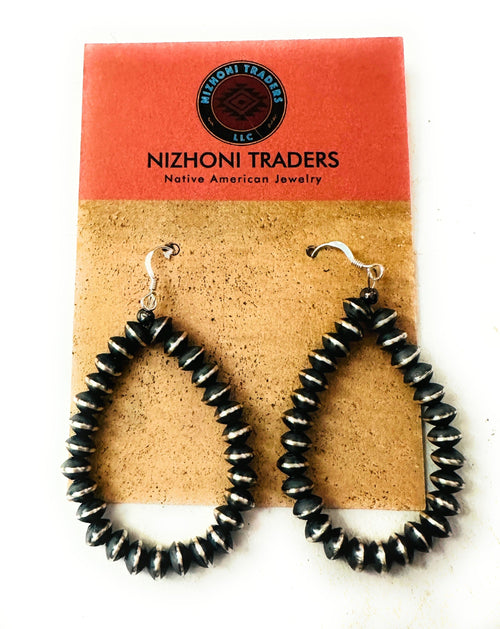 Handcrafted Sterling Silver Pearl Beaded Dangle Hoop Earrings