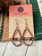 Handcrafted Copper Beaded Dangle Hoop Earrings