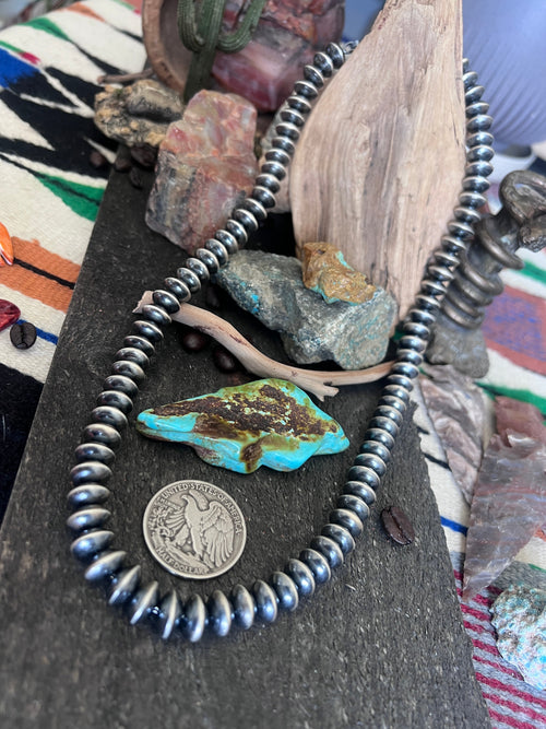 Handcrafted 11mm Sterling Silver Saucer Pearl Bead Necklace by Michelle Jameson, 23-1/2 inches