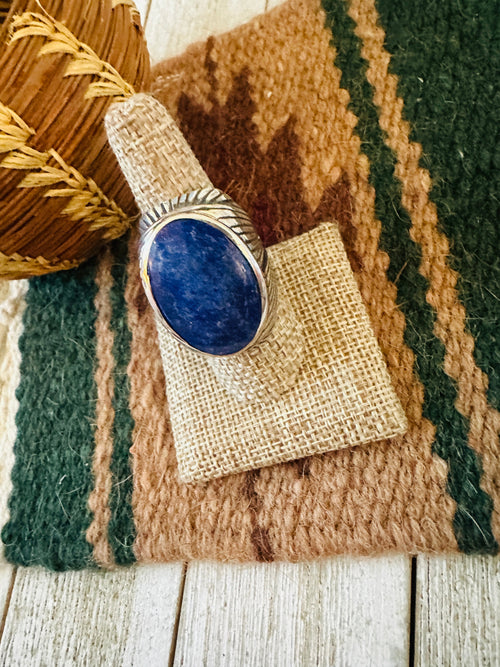 Old Pawn Handcrafted Sterling Silver & Lapis Men’s Ring Size 8.75