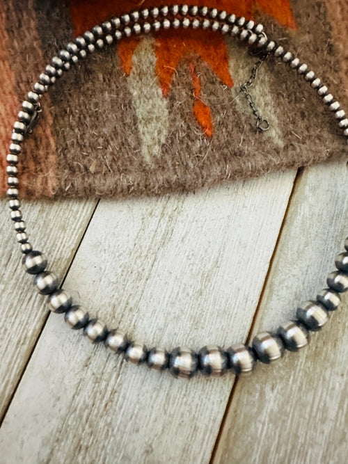 Navajo Sterling Silver Beaded Wrap Choker Necklace