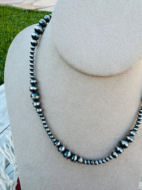 Handcrafted 16” Sterling Silver Pearl Beaded Necklace