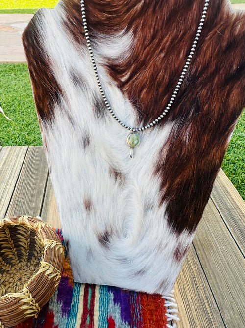 Handcrafted Turquoise & Sterling Silver Beaded Blossom Necklace
