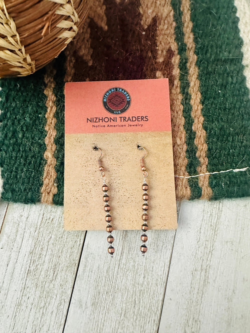 Handcrafted Copper, Sterling Silver Beaded Dangle Earrings