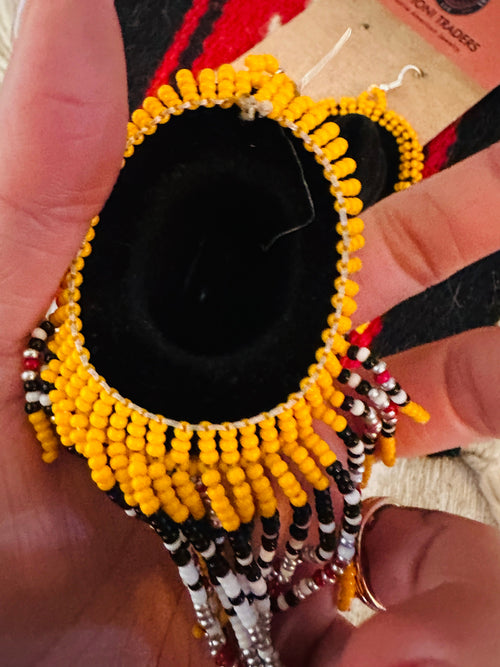 Navajo Beaded Cowboy Hat Dangle Earrings