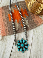 Navajo Sterling Silver & Turquoise Cluster Beaded Necklace