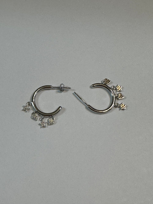 Sterling Silver Celeste CZ Charm Hoop Earrings