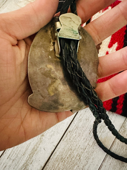 Vintage Old Pawn Sterling Silver & Multi Stone Inlay Bolo Tie