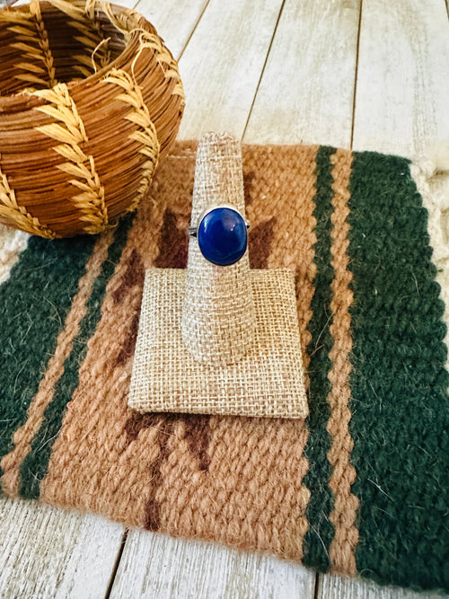 Handcrafted Old Pawn Sterling Silver & Lapis Ring Size 6