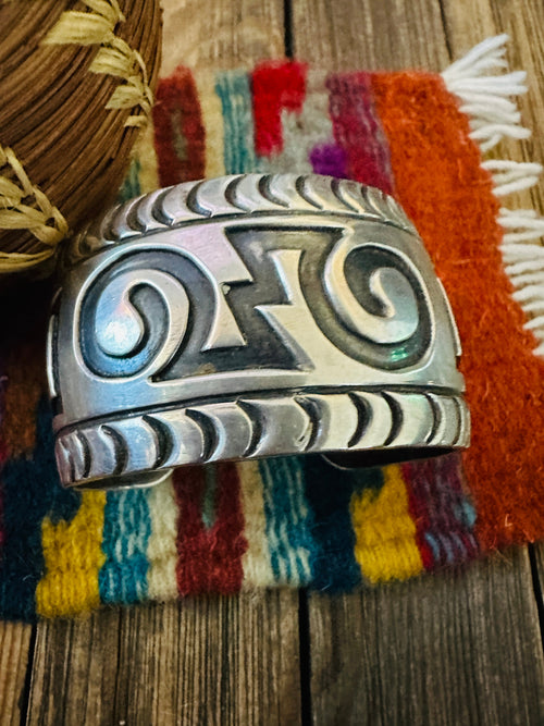 Handcrafted Old Pawn Sterling Silver Cuff Bracelet