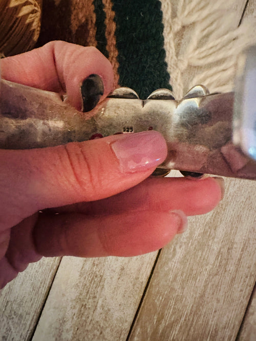 Navajo Old Pawn Vintage Multi Stone & Sterling Silver Cuff Bracelet